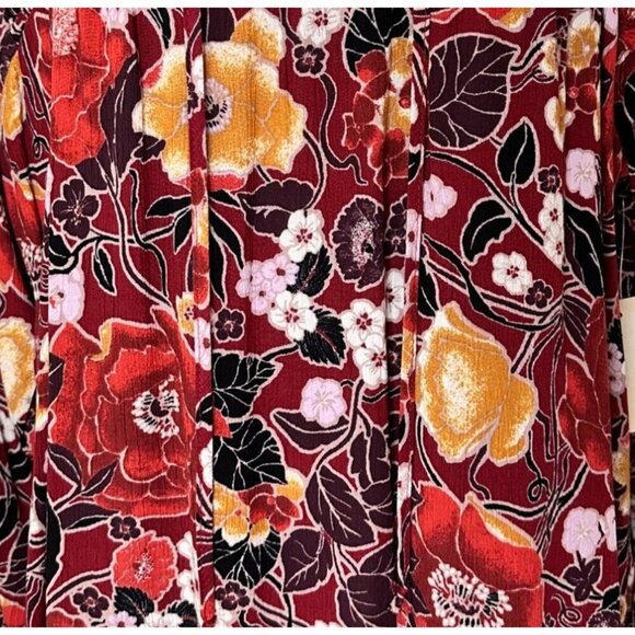 Floral Long Sleeve Blouse W Shirred Neckline & Tie Detail By Nurture Large NWT - Picture 3 of 12